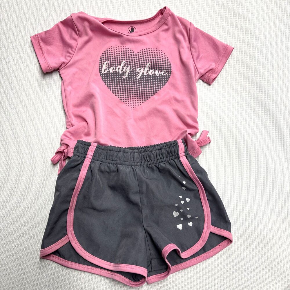 Body Glove Girl’s Pink & Gray Active 2 Piece Shorts & Top Set - Size 2T